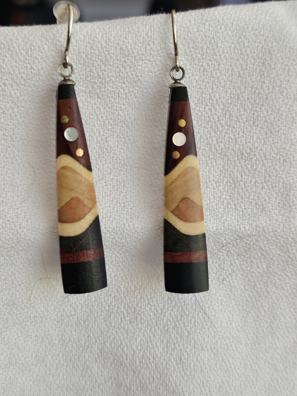 Multicolor Wood Inlay Dangle Earrings